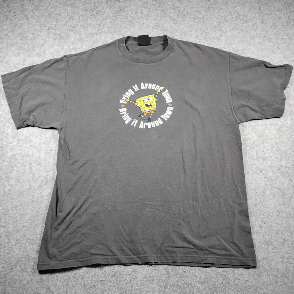 Vintage Giant SpongeBob SquarePants T Shirt Mens L Gray Bring It Around Town